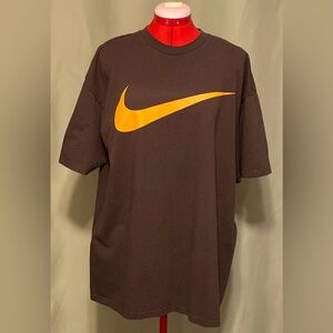 Nike Big Swoosh Logo T-Shirt Brown Orange Short Sleeve Tee-Shirt Mens XL